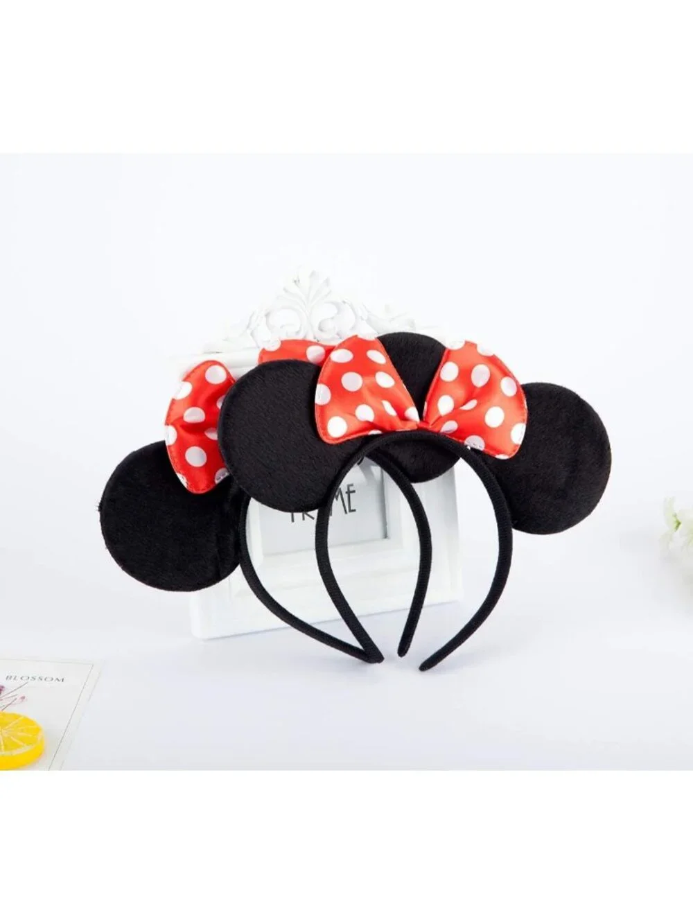 Women Red Dot&black Sequin Handmade Mickey Mouse Headband 2 Pieces
